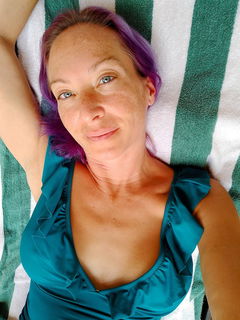 Photo by SexWithMilfStella with the username @SexWithMilfStella, who is a star user,  December 18, 2024 at 8:00 PM. The post is about the topic Swimsuits and the text says 'Do you like it when I am tan or no?  #stellahere #petite #onepiece #tan #freckles #summertime'