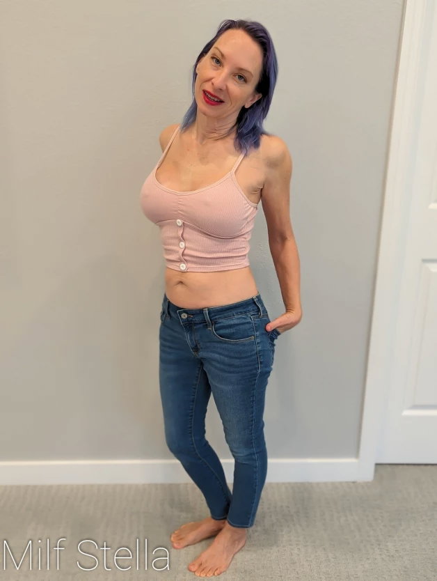 Photo by SexWithMilfStella with the username @SexWithMilfStella, who is a star user,  April 12, 2024 at 2:25 PM. The post is about the topic Awesome Milfs and the text says 'Not your average girl next door... #stellahere #petite #croptop #jeans #skinnyjeans #midriff'