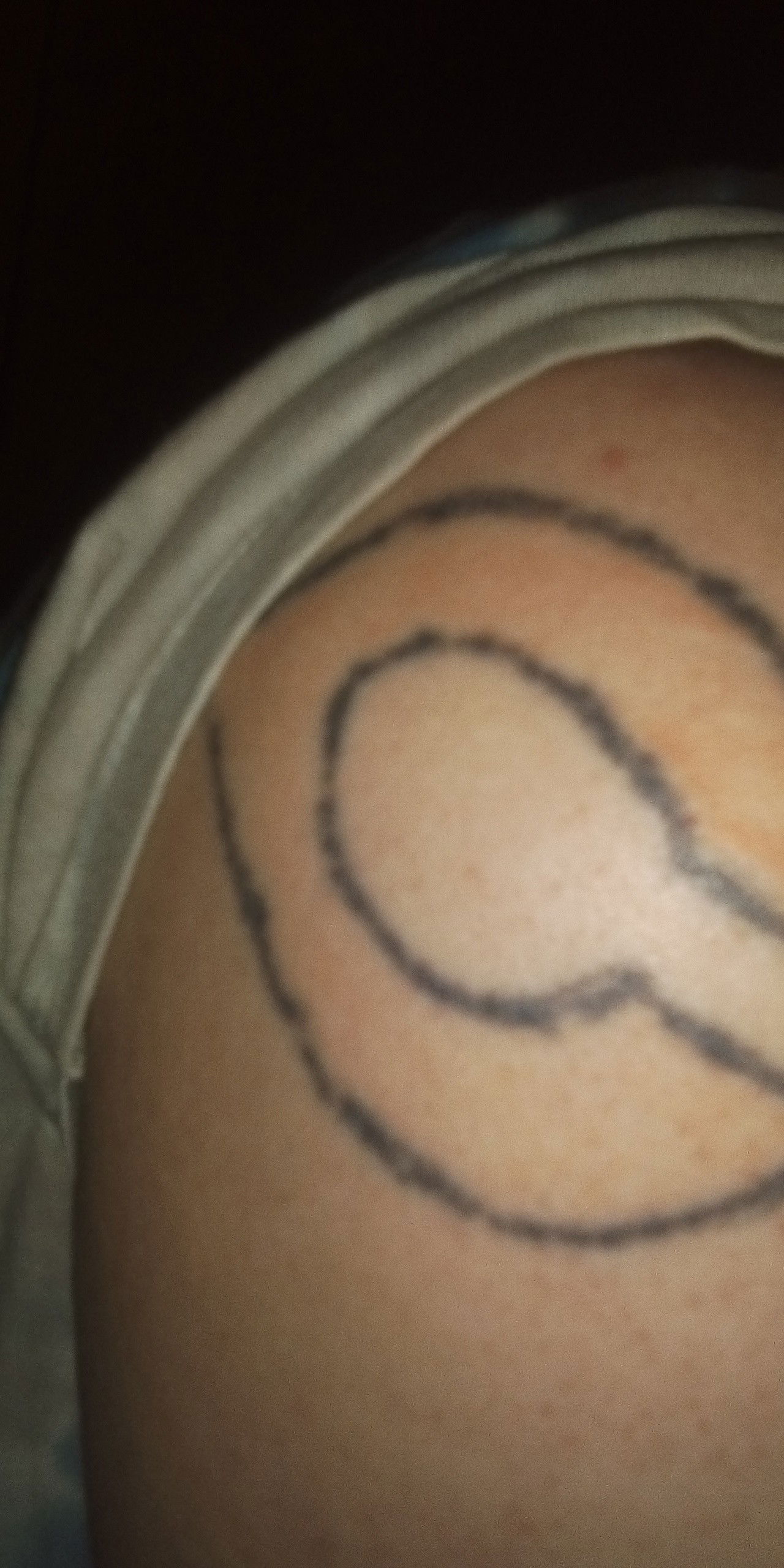 Photo by Mayothck8 with the username @Mayothck8, who is a verified user,  January 7, 2020 at 12:52 PM and the text says 'My only tattoo,  the Chicago Bears C. I love my Chicago bears football'