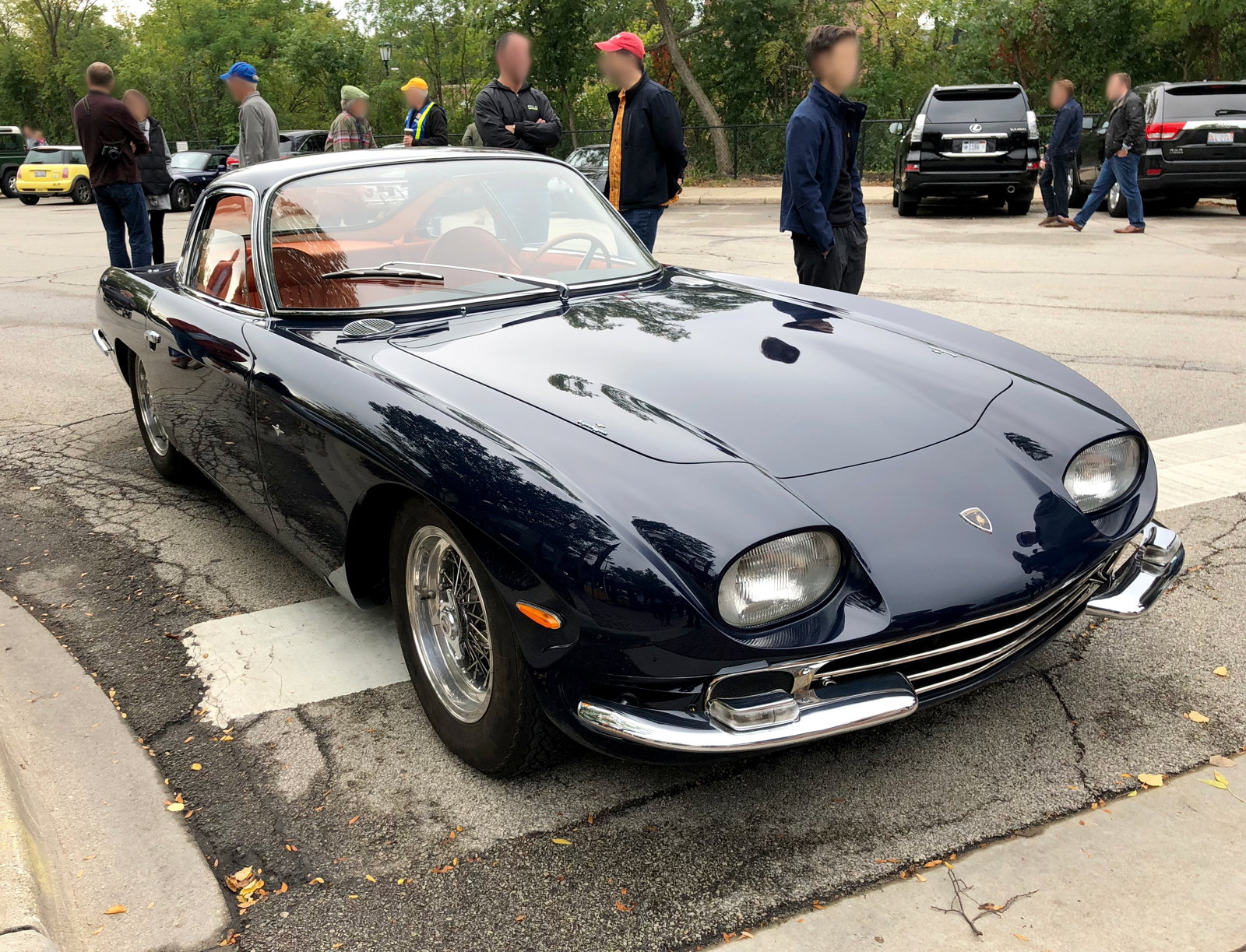 Photo by itslovesiss with the username @itslovesiss,  December 28, 2018 at 7:29 AM and the text says 'rosspetersen:
1964-1966 Lamborghini 350GT at Fuelfed Coffee and Classics in Winnetka, Illinois.


The 350GT was the first production Lamborghini.  Only 120 were built.  They were powered by 3.5 liter V12 engines that produced 284 horsepower (209 kW) and..'