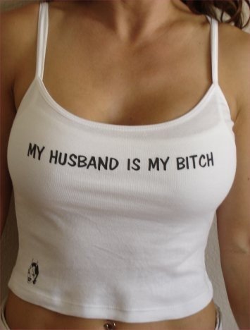 Photo by hotWendy79 with the username @hotWendy79, who is a verified user,  November 10, 2012 at 10:27 AM and the text says 'subtowife:

I wish i had the balls to buy this for my wife…


Yeah, Wendy definitely needs this shirt.   #femdom'