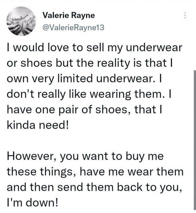 Photo by ValerieRayne with the username @ValerieRayne, who is a star user,  April 19, 2022 at 12:55 PM. The post is about the topic Valerie Rayne's Fanclub and the text says 'I want to be sexy for you! Help me out!!!

Send #tips: https://www.manyvids.com/Profile/1002859689/ValerieRayne/Services/
Shop my #wishlist:
https://www.amazon.ca/hz/wishlist/ls/3B3LKD9ZQ9ARN?ref_=wl_share'