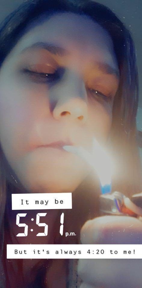 Photo by ValerieRayne with the username @ValerieRayne, who is a star user,  February 22, 2022 at 12:56 AM. The post is about the topic Smoking Fetish and the text says 'It's always 4:20 to me 🌬

#420friendly #smoking #smokingfetish'