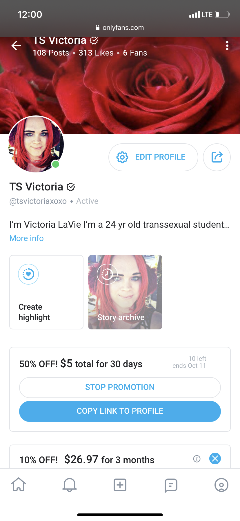 Photo by ✨?TS Victoria?✨ with the username @Tsvictoriaxoxo, who is a star user,  September 27, 2020 at 10:00 PM and the text says '✨🦋SALE🦋✨ on my OnlyFans $5/a month. @tsvictoriaxoxo Insta@tsvictoriaxoxo'