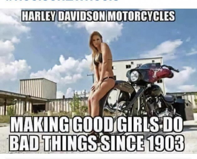 Photo by RRockWood with the username @RRockWood,  November 14, 2023 at 2:43 AM. The post is about the topic Biker Chicks and the text says 'Or is it making bad girls do good things?'