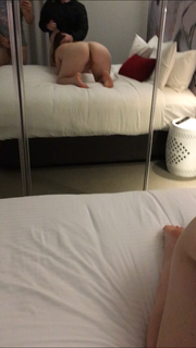 Photo by NaughtybutNice with the username @NaughtybutNice,  March 26, 2020 at 10:44 AM. The post is about the topic Amateurs and the text says 'This is the view that I give my playmates when I’m being a good slut and sucking a strangers dick bent over in the mirror if a hotel room. #slut #amateur #MILF #MMF #blowjob #shared'