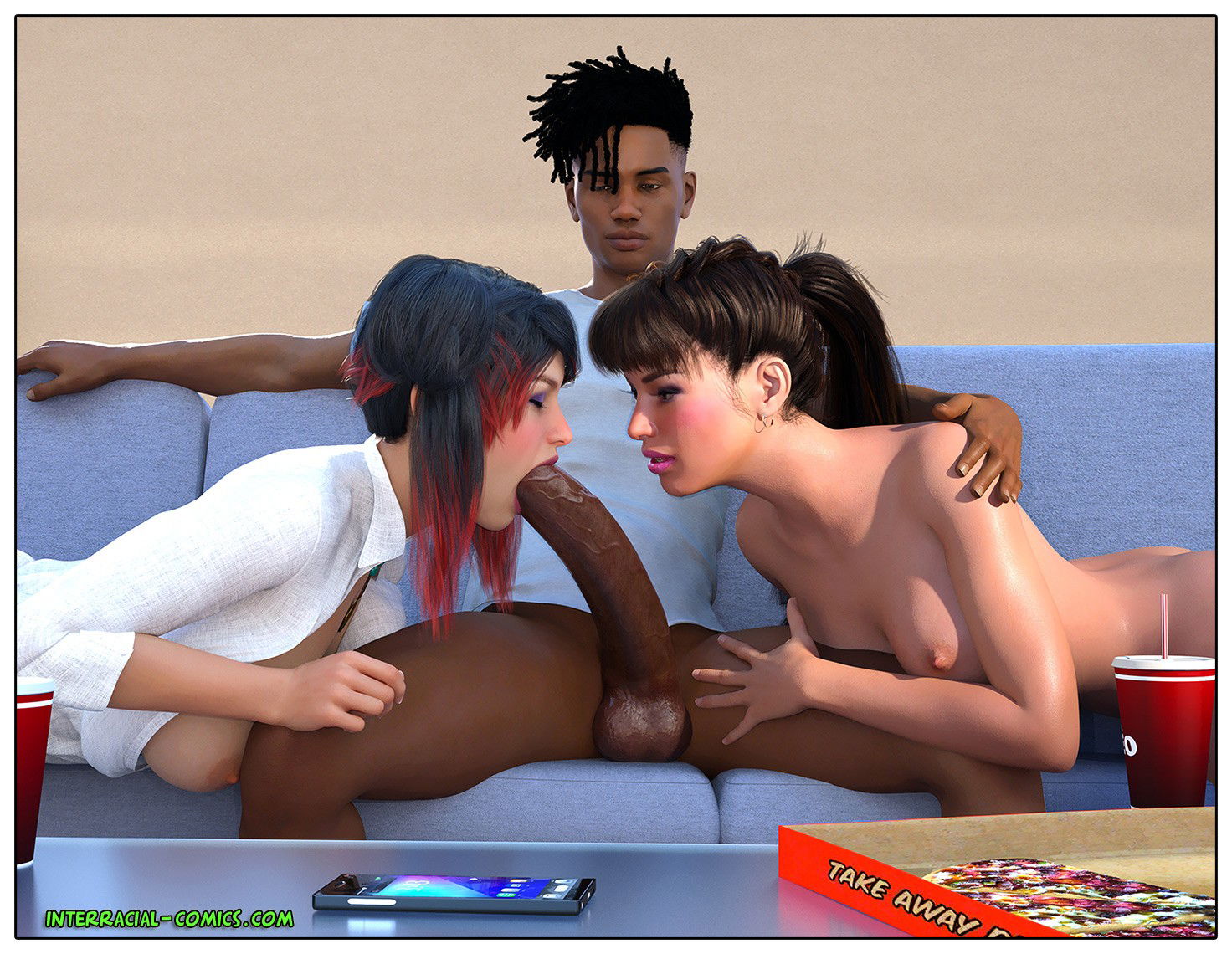 Photo by alex91995 with the username @alex91995,  March 3, 2020 at 5:43 PM and the text says 'Hot Interracial threesome #Interracial #Threesome #Cartoon'