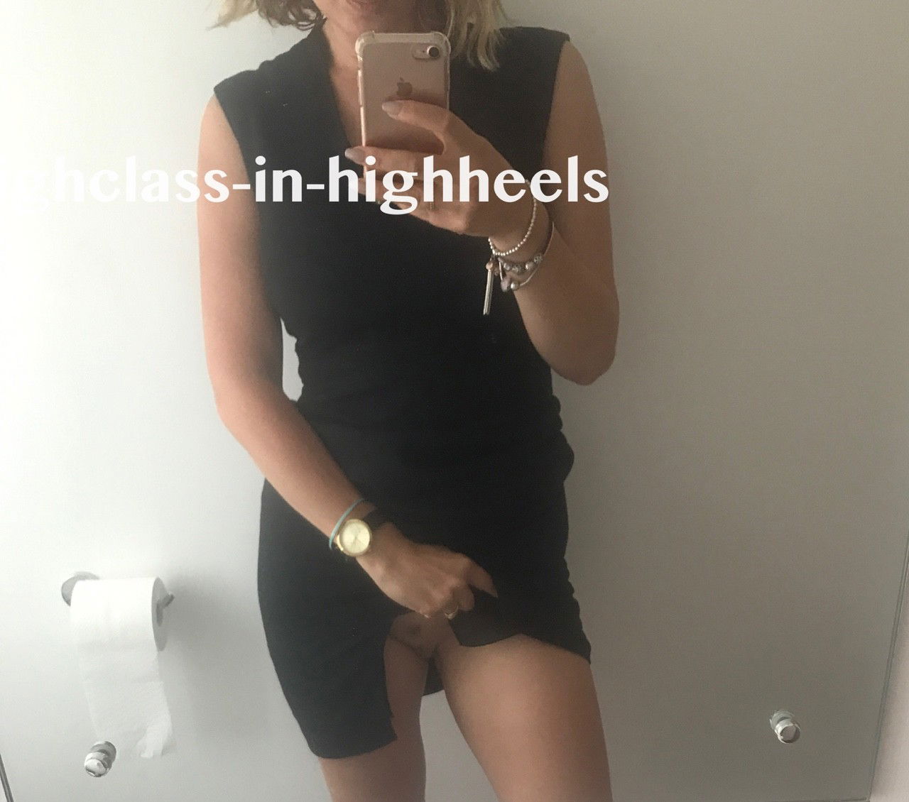 Photo by misfetiches with the username @misfetiches,  August 16, 2017 at 6:19 AM and the text says 'highclass-in-highheels:

I started the day in a thong but when #notmyhusband asked for them it seemed only fair to hand them over'