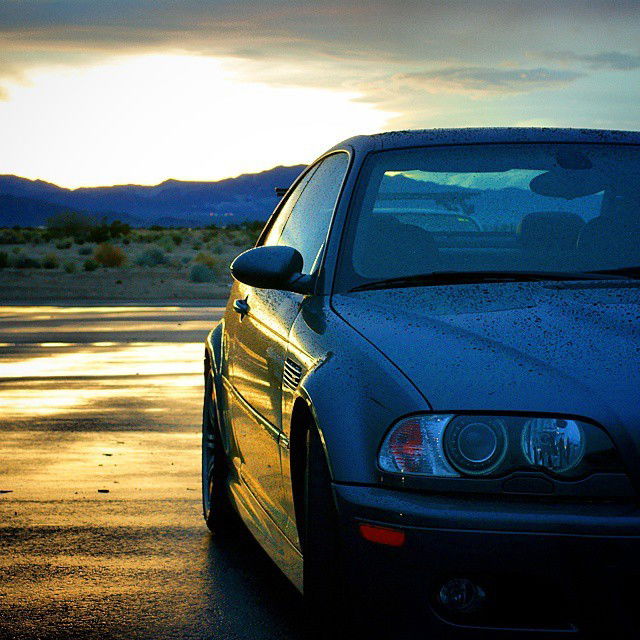 Photo by misfetiches with the username @misfetiches,  November 11, 2014 at 6:57 PM and the text says 'naterisch:

#MMonday with the golden hour sunlight shining on my bmwusam #M3 after a rare desert rainstorm'