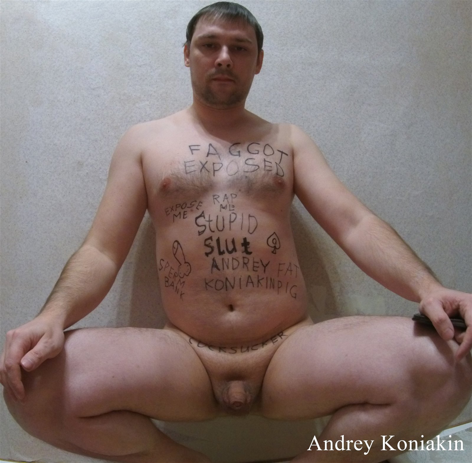 Photo by koniakin with the username @koniakin, who is a verified user,  June 28, 2020 at 10:59 PM. The post is about the topic Small Penis Humiliation and the text says 'Andrey Kinyakin Russian faggot with a small cock'