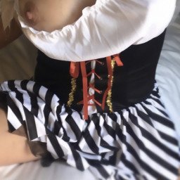Photo by Kitten with the username @daddysirslittleslut, who is a verified user,  October 12, 2022 at 6:12 PM. The post is about the topic Cosplay Cuties and the text says 'Halloween option 1: Never wore this costume in public, this was just for Daddy. Should I wear for my Halloween party? #daddysirslittleslut #cosplay'