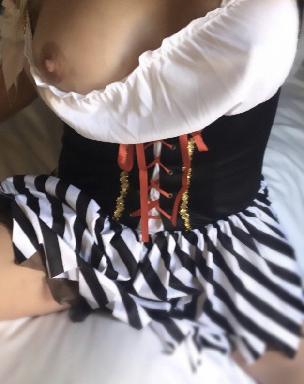 Photo by Kitten with the username @daddysirslittleslut, who is a verified user,  October 12, 2022 at 6:12 PM. The post is about the topic Cosplay Cuties and the text says 'Halloween option 1: Never wore this costume in public, this was just for Daddy. Should I wear for my Halloween party? #daddysirslittleslut #cosplay'