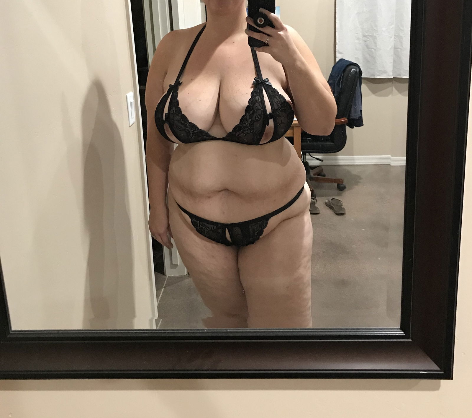 Photo by NaughtyRaceWife with the username @NaughtyRaceWife, who is a verified user,  March 18, 2020 at 7:09 PM. The post is about the topic Sexy BBWs and the text says '#newlingerie #BBW #peekaboolingerie'