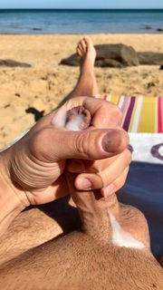 Photo by OzNudeUncut with the username @OzNudeUncut, who is a verified user,  July 24, 2022 at 1:45 PM. The post is about the topic Gay nude beach and the text says 'Got myself in a sticky situation
#cum #cumshot #uncut #gaynudebeach #foreskin'