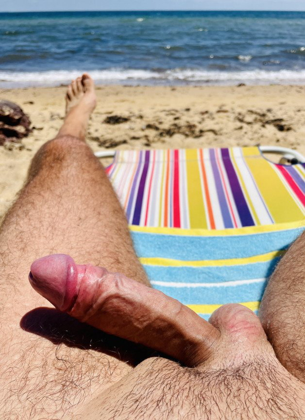 Photo by OzNudeUncut with the username @OzNudeUncut, who is a verified user,  July 17, 2022 at 10:01 PM. The post is about the topic Gay nude beach and the text says 'Getting hard
#gaynudebeach #beachboner #outdoorstiffy'
