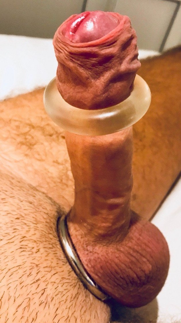 Photo by OzNudeUncut with the username @OzNudeUncut, who is a verified user,  July 5, 2022 at 4:22 PM. The post is about the topic Veiny Cock and the text says 'Double trouble
#cockrings #uncut #forekin'