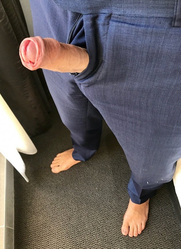 Photo by OzNudeUncut with the username @OzNudeUncut, who is a verified user,  July 1, 2022 at 1:36 PM. The post is about the topic Uncut cocks and the text says 'Look who couldnt wait to pop out!
#cock #stiffy #foreskin'