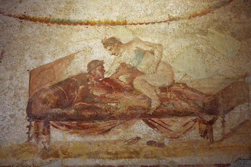 Photo by BuffaloRun with the username @BuffaloRun,  March 23, 2020 at 5:52 AM. The post is about the topic Gay History and the text says 'Thanks to the conservatives in ancient Pompeii who thought thre depiction of sex in art was crude and unintellectual, all the boring shit they were into were destroyed,  while the smut that was thrown in closets and basements was saved for us'
