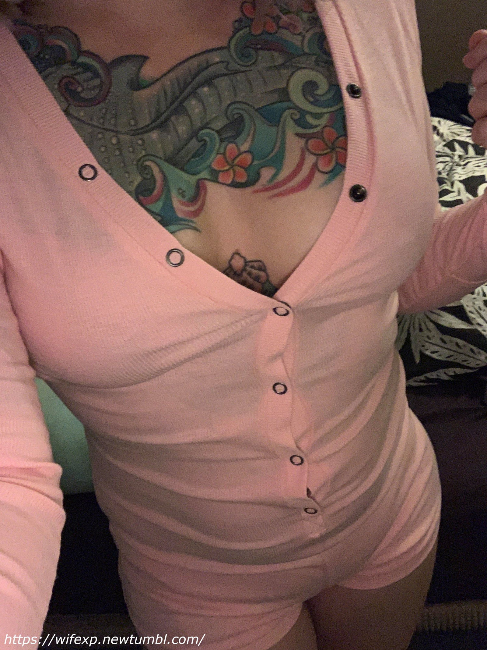 Photo by wifexp with the username @wifexp,  March 30, 2020 at 11:08 AM. The post is about the topic Stag/Vixen and the text says 'You should see her back side!  

#wife #wifexp #amateur #homemade #selfie #tits #boobs  #tattoo #tattoos #onsie #vixen #NSFW'