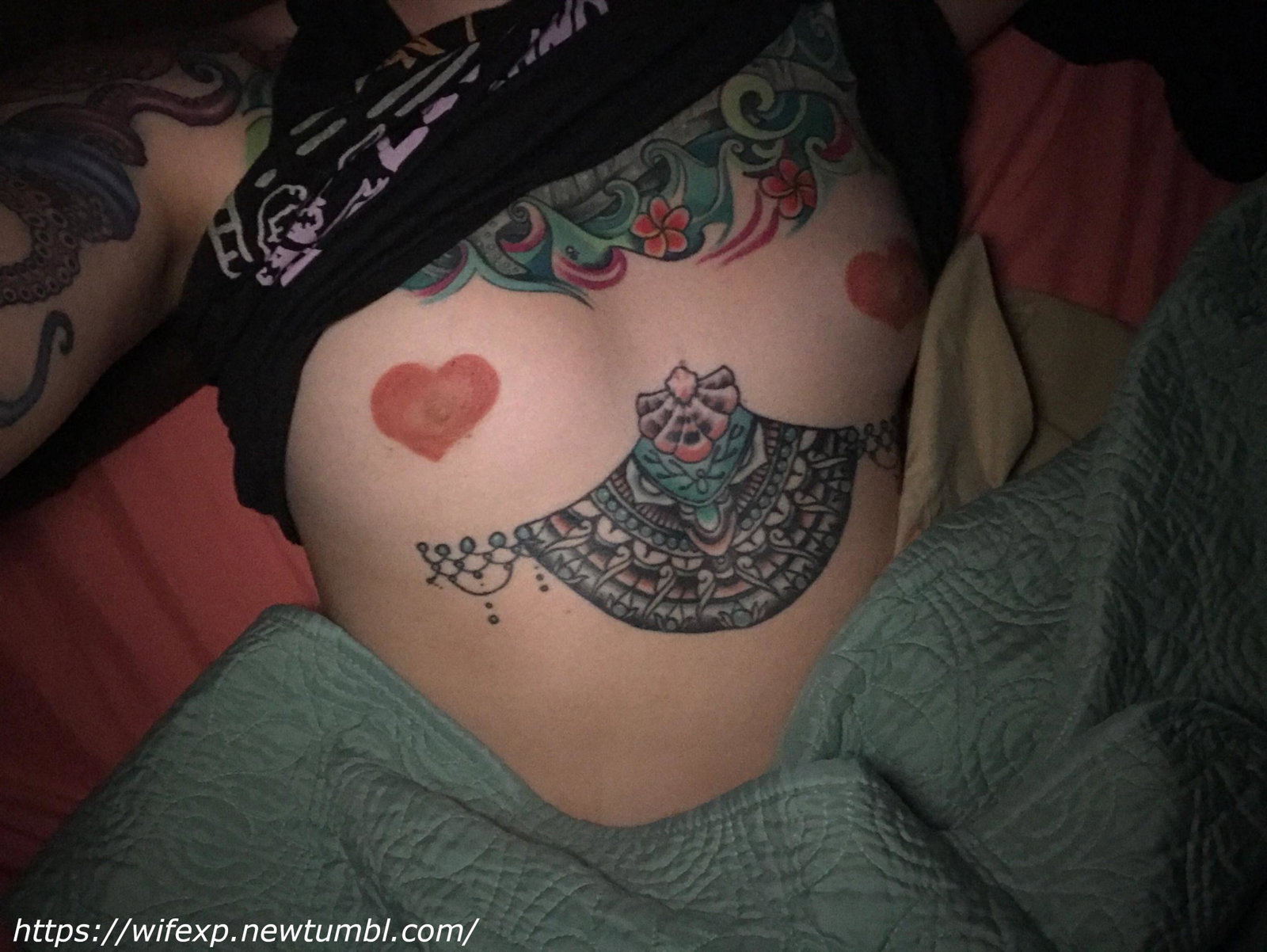 Photo by wifexp with the username @wifexp,  April 2, 2020 at 2:10 PM. The post is about the topic Amateurs and the text says '#wife #wifexp #amateur #homemade #tits #boobs #nipples #selfie #vixen #tattoo #tattoos #NSFW #exposed'