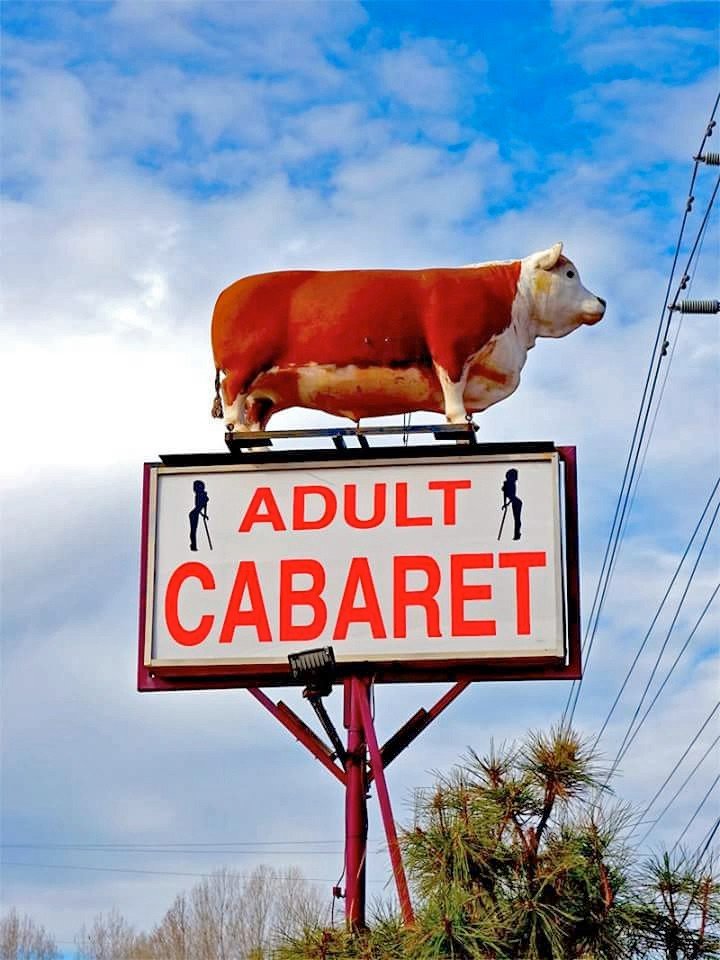 Photo by TemporaryBreak with the username @TemporaryBreak,  March 13, 2015 at 4:30 AM and the text says 'Source:  horrorsoflife.tumblr.com #adult  #entertainment  #striper  #strip  #club  #titty  #bar  #cabaret  #cow  #beef  #sign  #watching  #you  #submission'