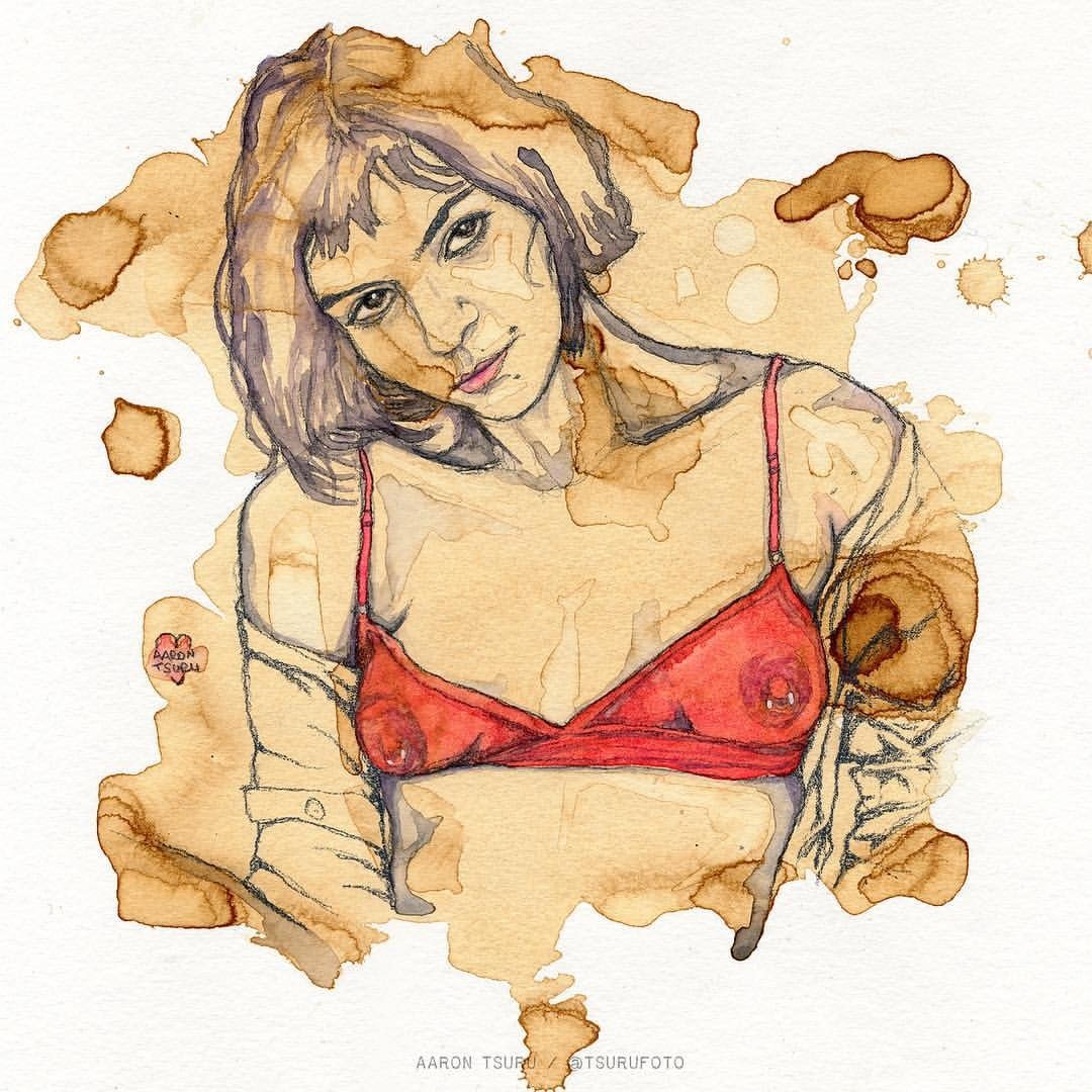 Photo by TemporaryBreak with the username @TemporaryBreak,  April 7, 2018 at 4:20 AM and the text says 'tsurufoto:polina. - coffeestained watercolor &amp; illustration of @ppfliger based on the amazing photo by @zthebug from my IG bookmarks! ❤️
-
-
#art #illustration #painting #drawing #watercolorpainting #gouachepainting #gouache #watercolor #coffeestained..'