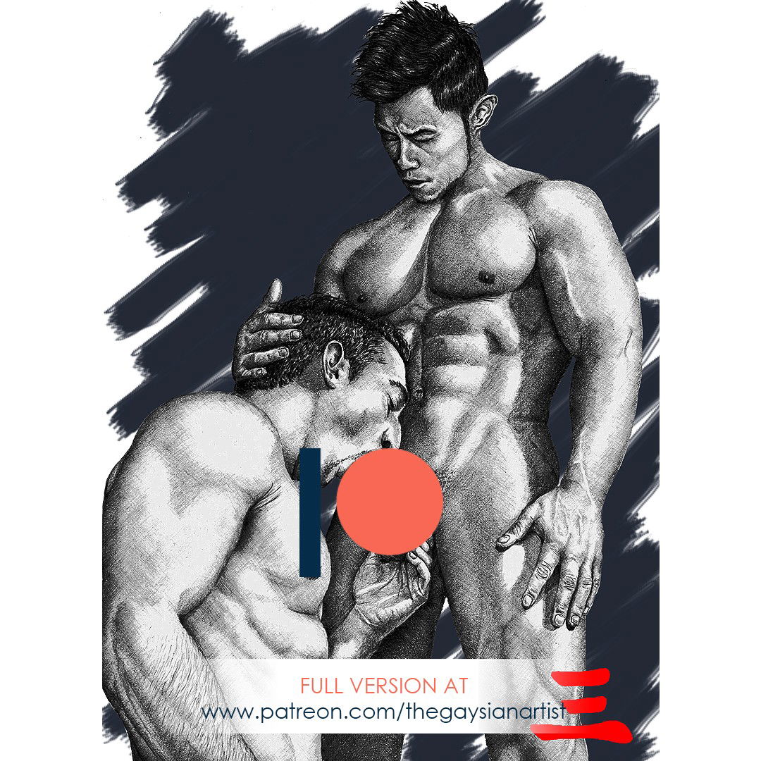 Photo by thegaysianartist with the username @thegaysianartist, who is a verified user,  May 20, 2020 at 5:40 PM. The post is about the topic GayExTumblr and the text says 'Fellatio 4: Preview.

Join me on Patreon to see the full version and more than 70 uncensored original works!'