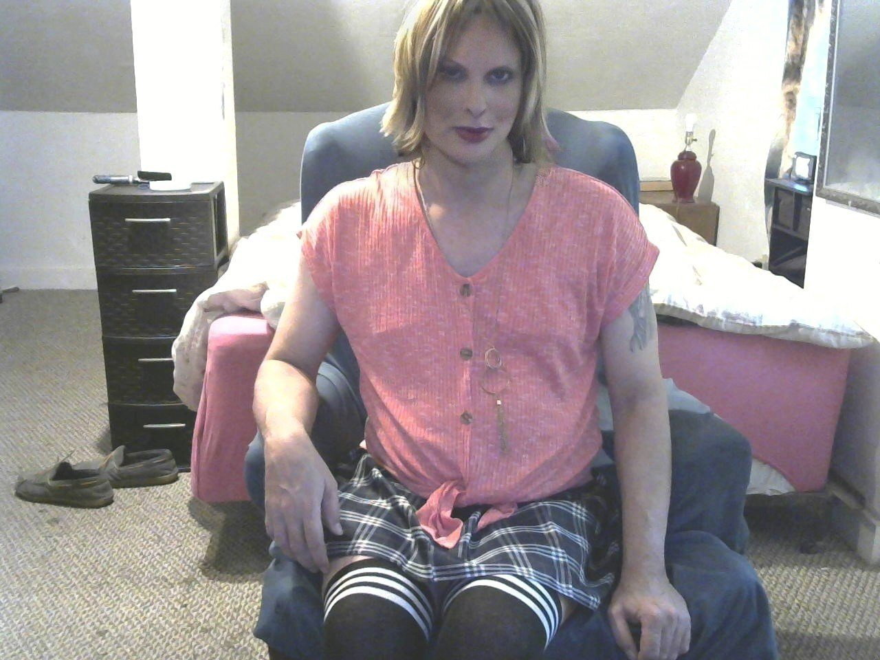 Photo by Jamie with the username @Jaimeakadj-beowulf, who is a verified user,  February 5, 2024 at 7:41 PM and the text says 'the real me vs the me inside #me #bisexual #crossdresser #sissy'