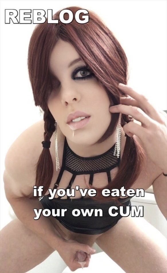 Shared Photo by Bi.male112358 with the username @Bimale112358,  January 28, 2024 at 10:13 PM and the text says 'I eat my own cum all the time because I am a sissy cum slut!!!!!'