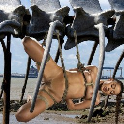 Photo by Cordelien with the username @Cordelien,  July 8, 2022 at 7:37 AM. The post is about the topic Photomanipulation and the text says 'under the monster's ribs
#bondage #fetish #nude'