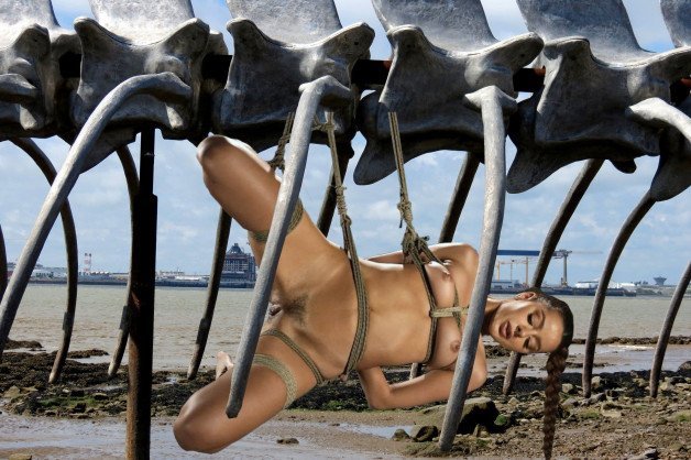Photo by Cordelien with the username @Cordelien,  July 8, 2022 at 7:37 AM. The post is about the topic Photomanipulation and the text says 'under the monster's ribs
#bondage #fetish #nude'
