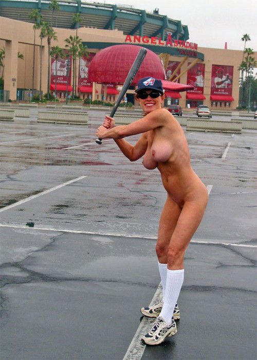 Photo by nudes-des-artiste with the username @nudes-des-artiste,  September 22, 2019 at 6:32 PM. The post is about the topic Naked in public and the text says 'Play Ball!

#bigtits #outdoors #smile #publicnudity'