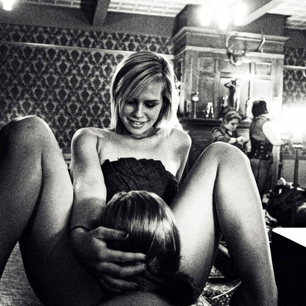 Photo by nudes-des-artiste with the username @nudes-des-artiste,  January 18, 2020 at 5:01 PM. The post is about the topic Black and White and the text says '"Eat your dinner!"

#lesbian #eatingpussy #publicnudity #artistic #bdsm'
