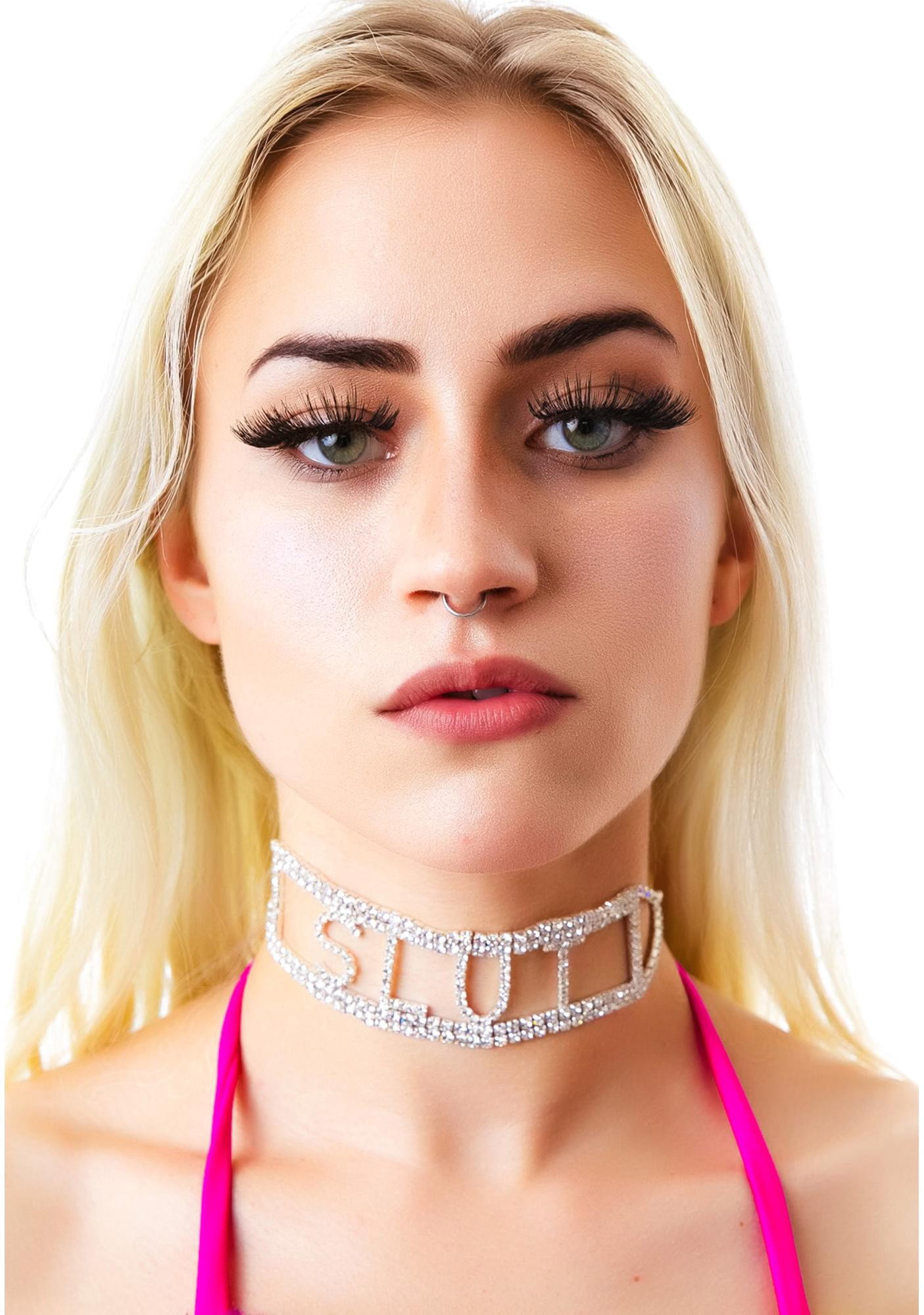Photo by NaughtySluts with the username @NaughtySluts,  May 5, 2020 at 7:17 PM. The post is about the topic TeenageSluts and the text says '#teen #slut #young #naughty #daddy #choker #girl #hot #piercing #nose #diamond #necklace'