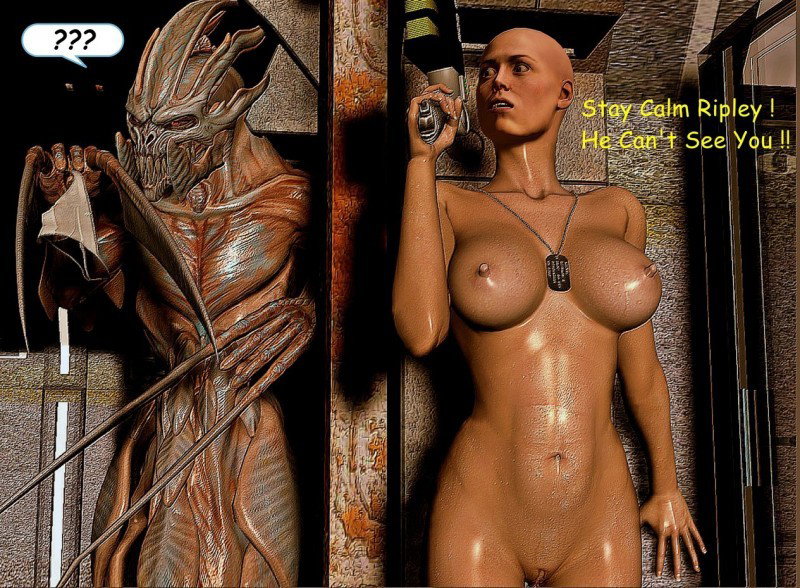 Photo by CyberBrian360 with the username @CyberBrian360,  May 2, 2020 at 12:01 AM. The post is about the topic 3D Porn and the text says '#Alien #Ripley #Monster #3d #Pin-up Hot Ripley Feeling  A Bit Horny But A Monster Has Cought Her Scent !'