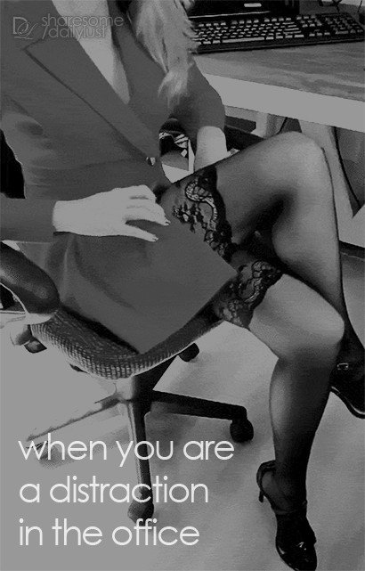 Photo by dailylust with the username @dailylust,  May 1, 2024 at 11:24 PM. The post is about the topic Daily Lust and the text says '#workdistraction #distraction #office #stockings #heels #lingerie #shortskirt #sluttysecretary #slut #secretary #dailylust'