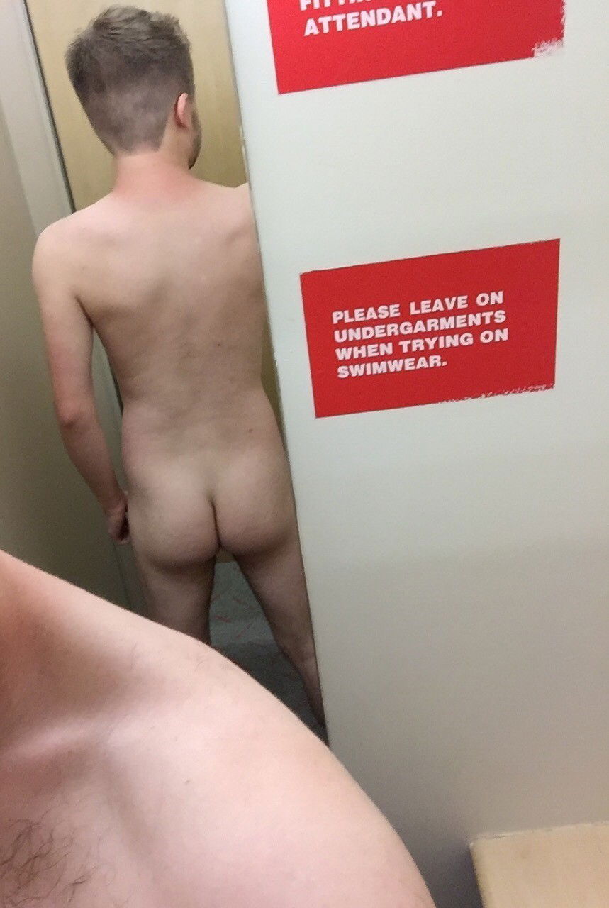 Photo by TheNakedTarget with the username @TheNakedTarget, who is a verified user,  May 6, 2020 at 10:50 PM and the text says '#target #changingroom #naughty'