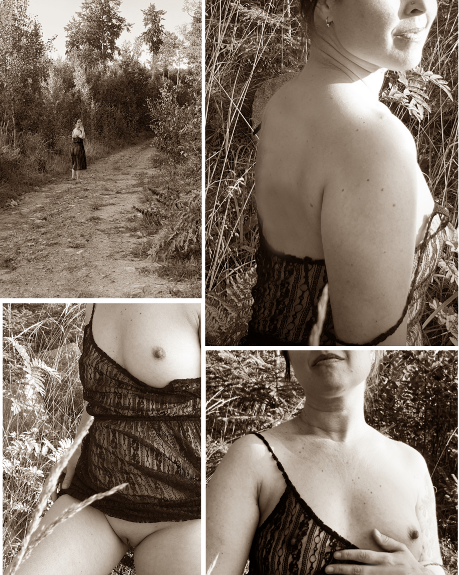 Photo by cmandwife with the username @cmandwife,  May 28, 2020 at 5:35 AM. The post is about the topic Amateurs and the text says 'Wife is out in the woods with just enough clothes on :)

#homemade #amateur #nude #pussy #tits #milf #woods #nature #horny #realcouple'