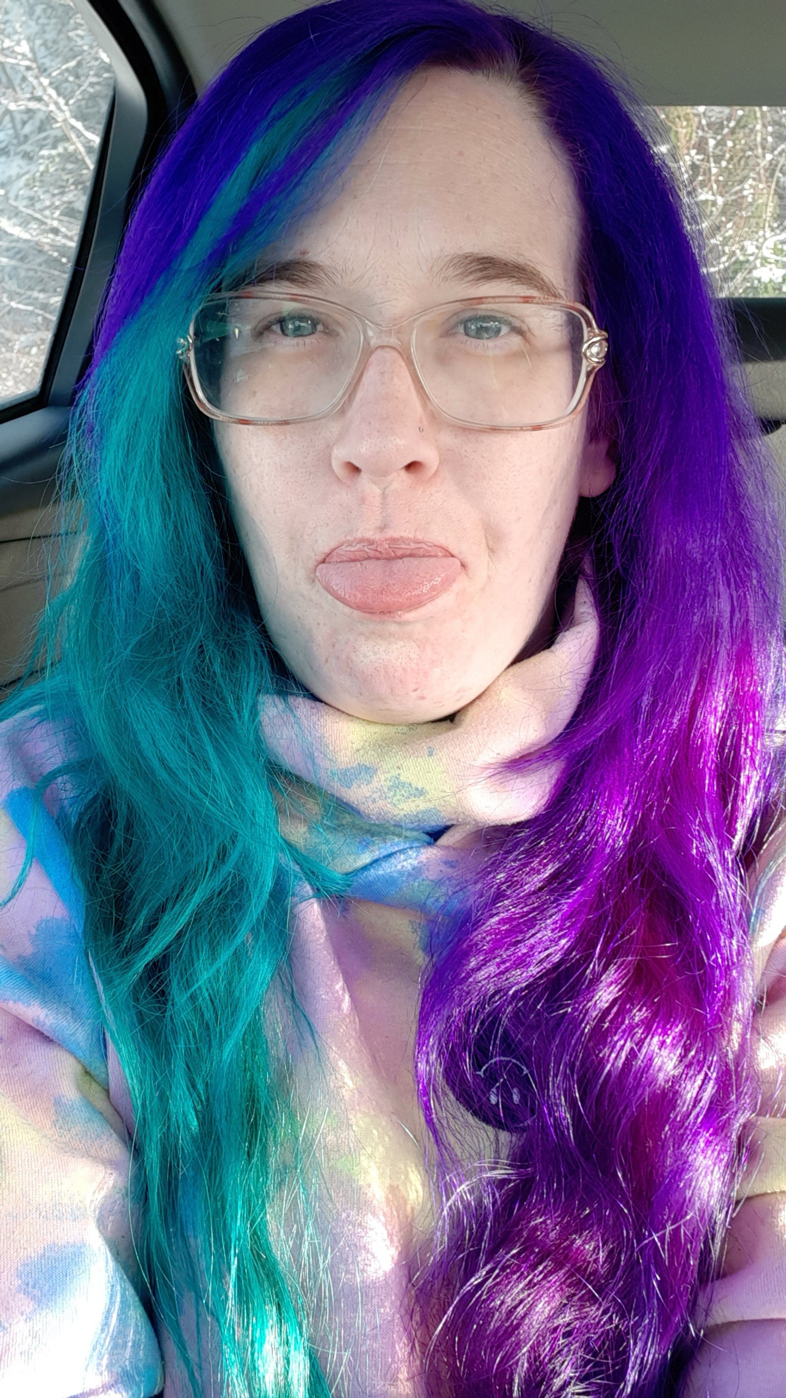 Photo by WulfsKitten with the username @WulfsKitten, who is a star user,  March 29, 2022 at 8:52 PM and the text says 'Blonde or Mermaid Split Dye?'
