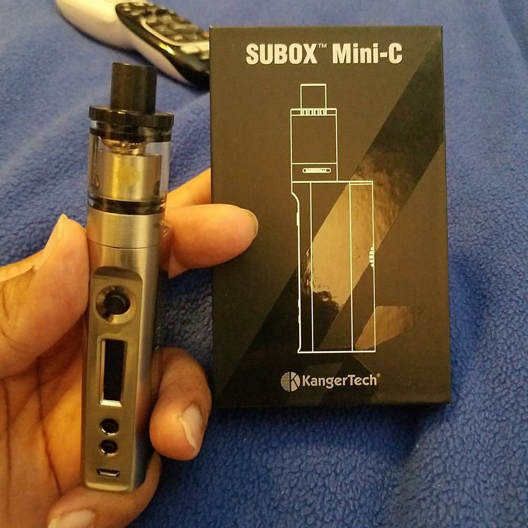 Photo by Mike Hawke with the username @wunhunglow410, who is a verified user,  March 29, 2017 at 3:38 PM and the text says 'Welcome a new member to my vape family courtesy @vaporvilla in Catonsville the owner. He saw I was looking for a new kit and suggested the Kanger Subox Mini-C since I only run mine between 25 and 35 watts. They owners are very cool and accommodating they..'