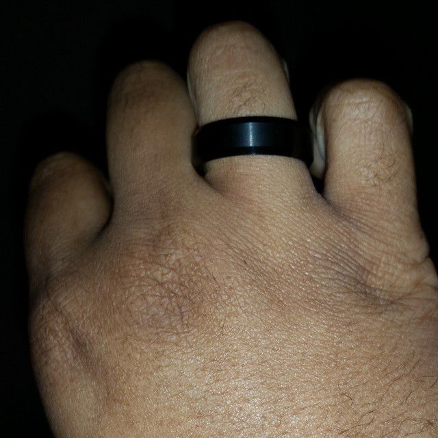 Photo by Mike Hawke with the username @wunhunglow410, who is a verified user,  June 21, 2015 at 12:32 AM and the text says 'I brought myself a black tungsten carbide ring for Father&rsquo;s Day. Damn my ring finger is one size smaller than my shoe size. Shoe size is 14 and ring size is 13, if you in the lifestyle then you know what the black ringon your right ring finger..'