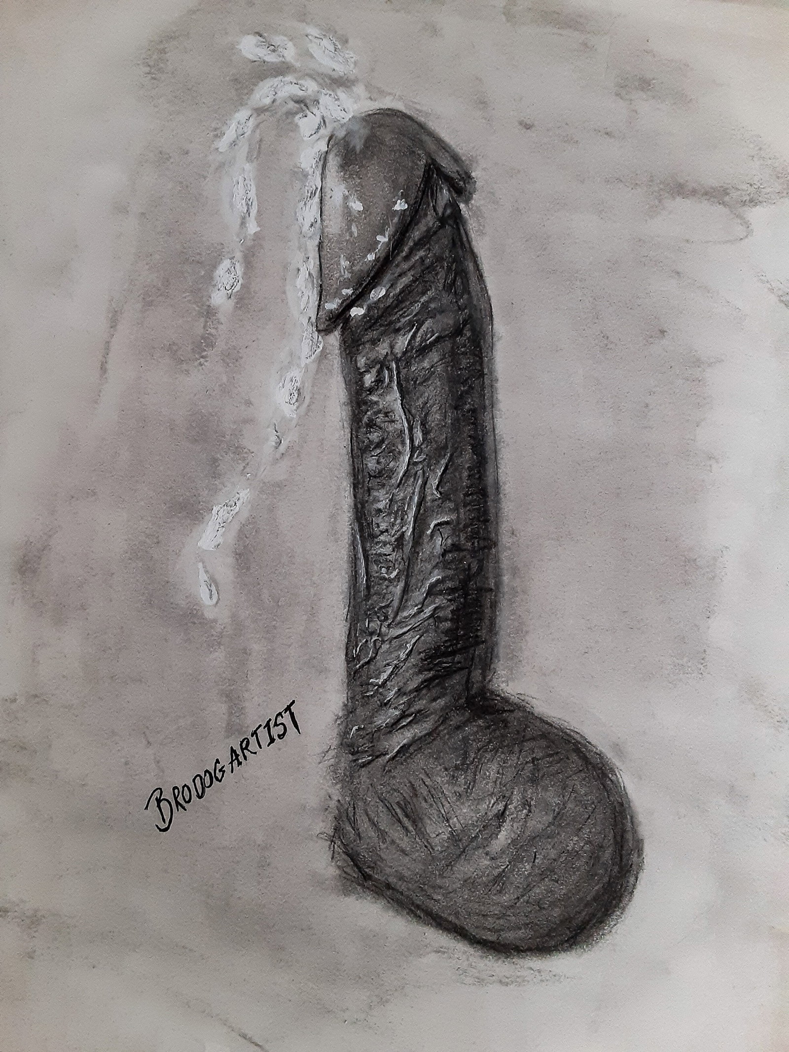 Photo by Hausfunk with the username @hausfunk, who is a verified user,  July 13, 2020 at 4:26 PM and the text says 'I fucked up and signed this drawing I did with my Tumblr user name. Oh well fuck it. No pun intended 🍆💦'
