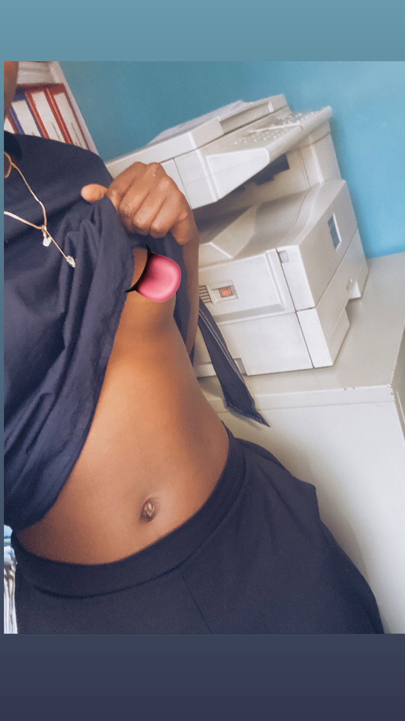 Photo by Brownskinqueen with the username @Brownskinqueen,  June 30, 2020 at 2:02 PM. The post is about the topic Nudes at work and the text says 'naughty accountant 😉.  #work #public #black #ebony #exhibitionist'