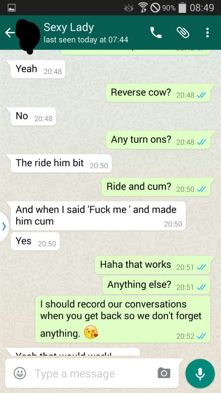 Photo by Alextom88 with the username @Alextom88,  November 19, 2016 at 8:32 PM and the text says 'hotwifetexts:
hotwifesextext:

1 of 4

This is a WhatsApp conversation between my woman, who has a regular fuck buddy, and myself. 

We gave a game we play, where she gets a points target and challenges, to do by the end of the year. Various points are..'