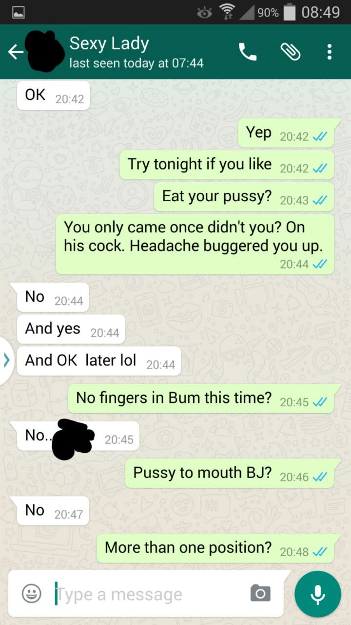 Photo by Alextom88 with the username @Alextom88,  June 22, 2017 at 6:52 PM and the text says 'hotwifetexts:
hotwifesextext:

1 of 4

This is a WhatsApp conversation between my woman, who has a regular fuck buddy, and myself. 

We gave a game we play, where she gets a points target and challenges, to do by the end of the year. Various points are..'