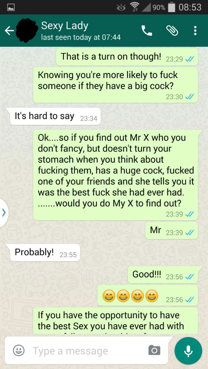 Photo by Alextom88 with the username @Alextom88,  November 19, 2016 at 8:33 PM and the text says 'hotwifetexts:
hotwifesextext:

4 of 4

This is a WhatsApp conversation between my woman, who has a regular fuck buddy, and myself. 

We gave a game we play, where she gets a points target and challenges, to do by the end of the year. Various points are..'