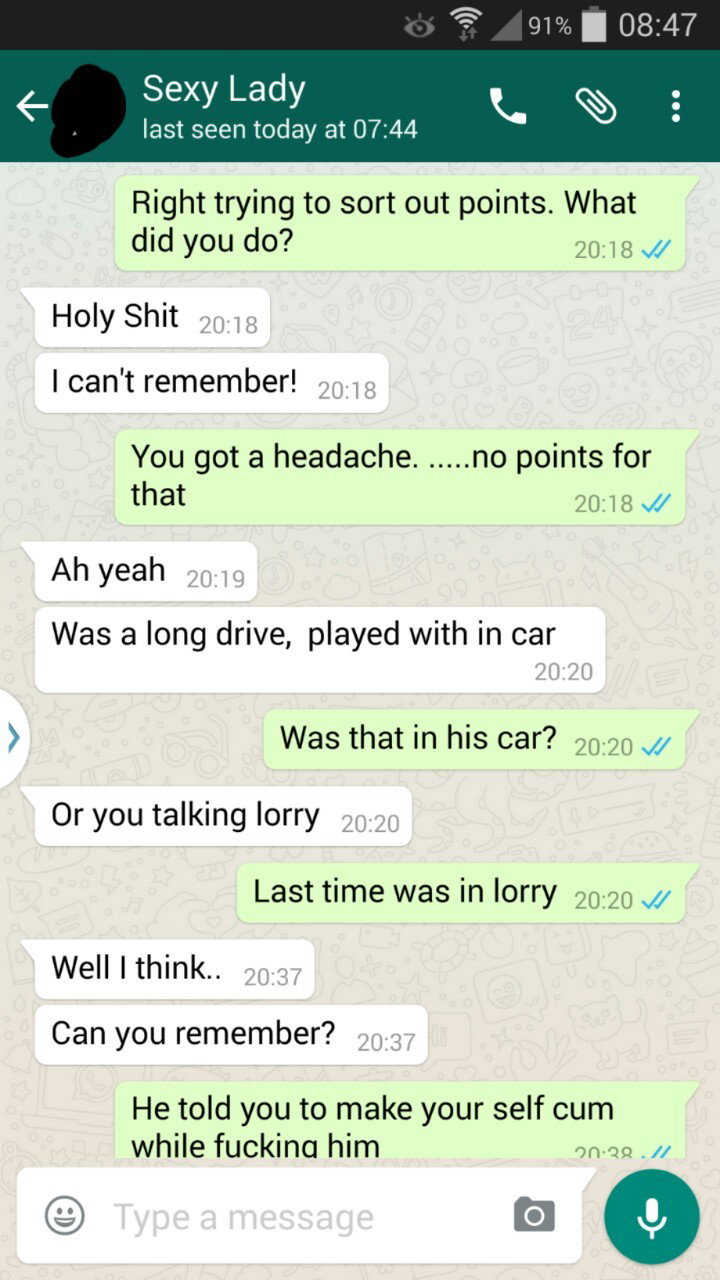 Photo by Alextom88 with the username @Alextom88,  June 22, 2017 at 6:52 PM and the text says 'hotwifetexts:
hotwifesextext:

1 of 4

This is a WhatsApp conversation between my woman, who has a regular fuck buddy, and myself. 

We gave a game we play, where she gets a points target and challenges, to do by the end of the year. Various points are..'