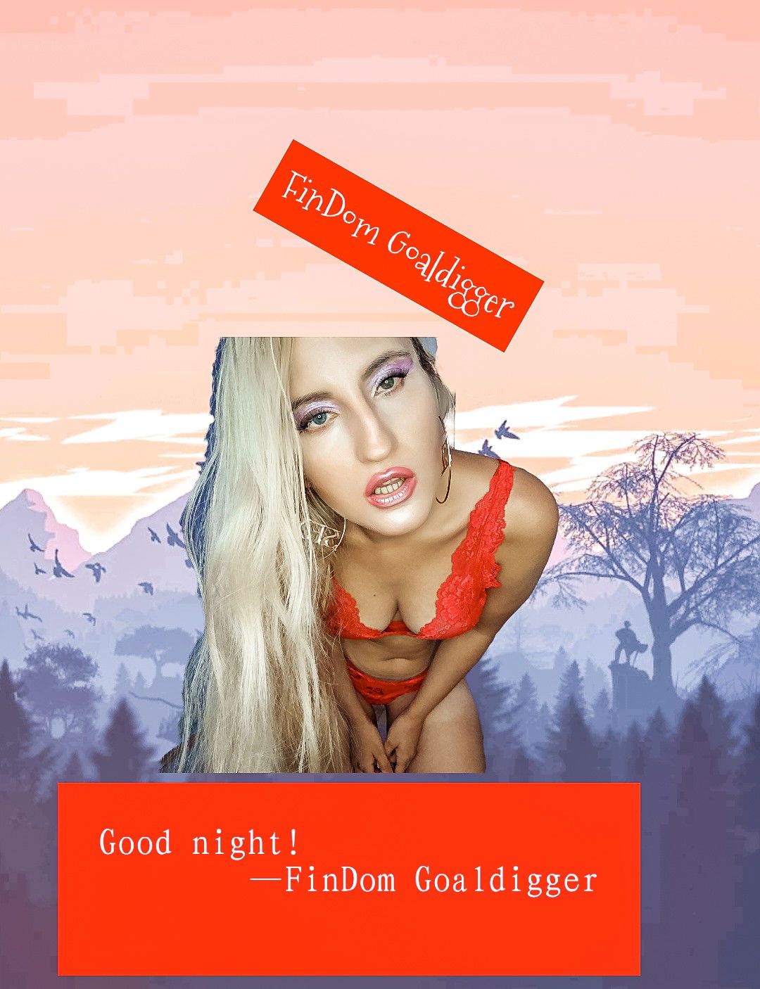 Album by FinDom Goaldigger with the username @findomgoaldigger, who is a star user,  August 29, 2020 at 8:39 PM and the text says 'Good night and sweet dreams! 💋💋💋💋 #goodnight or #goodmorning'