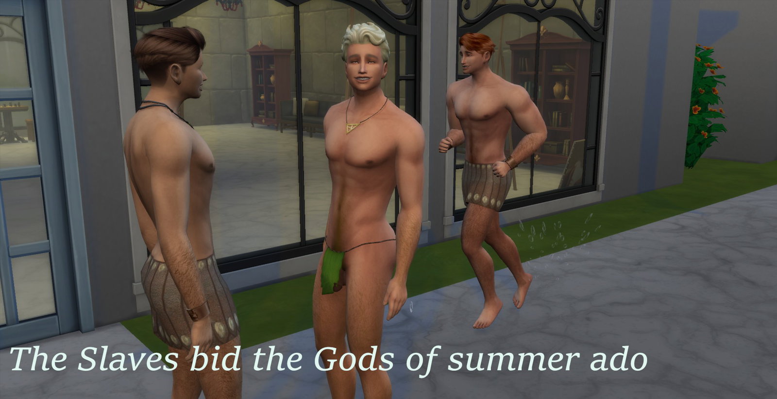 Photo by Sims4Men with the username @Sims4Men, who is a verified user,  April 28, 2019 at 10:45 AM. The post is about the topic Gay and the text says 'The Slaves bid the Gods of summer ado'