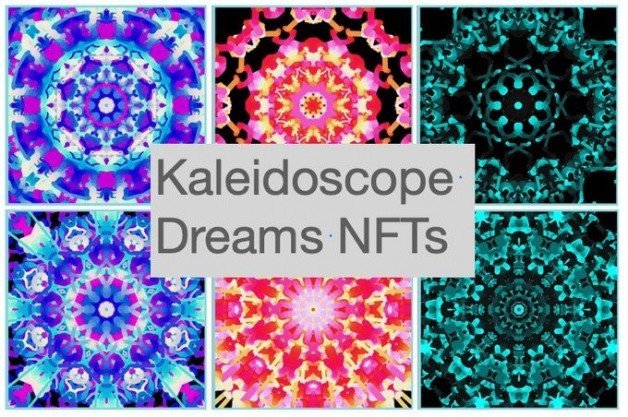 Photo by coachkarl with the username @coachkarl, who is a brand user,  April 2, 2023 at 5:17 PM and the text says 'Kaleidoscope Dreams as NFTs. 4213 https://nbnfts.nftically.com'